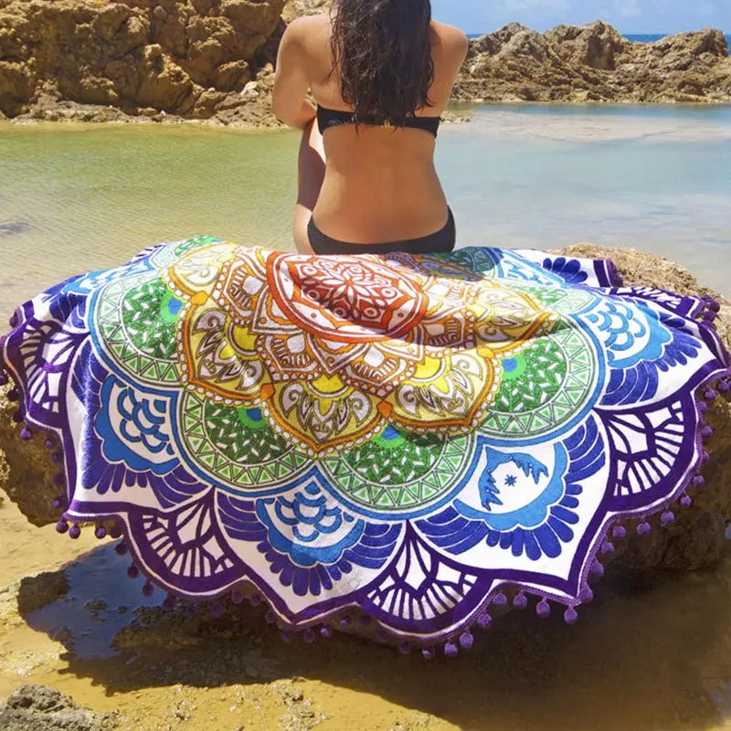 Indian Mandala Yoga Towel With Tassel